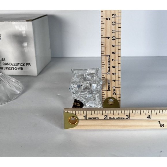 Crystal Glass Candlestick Holders NEW by Michael C Fina Vintage 2 Sets - Picture 8 of 9